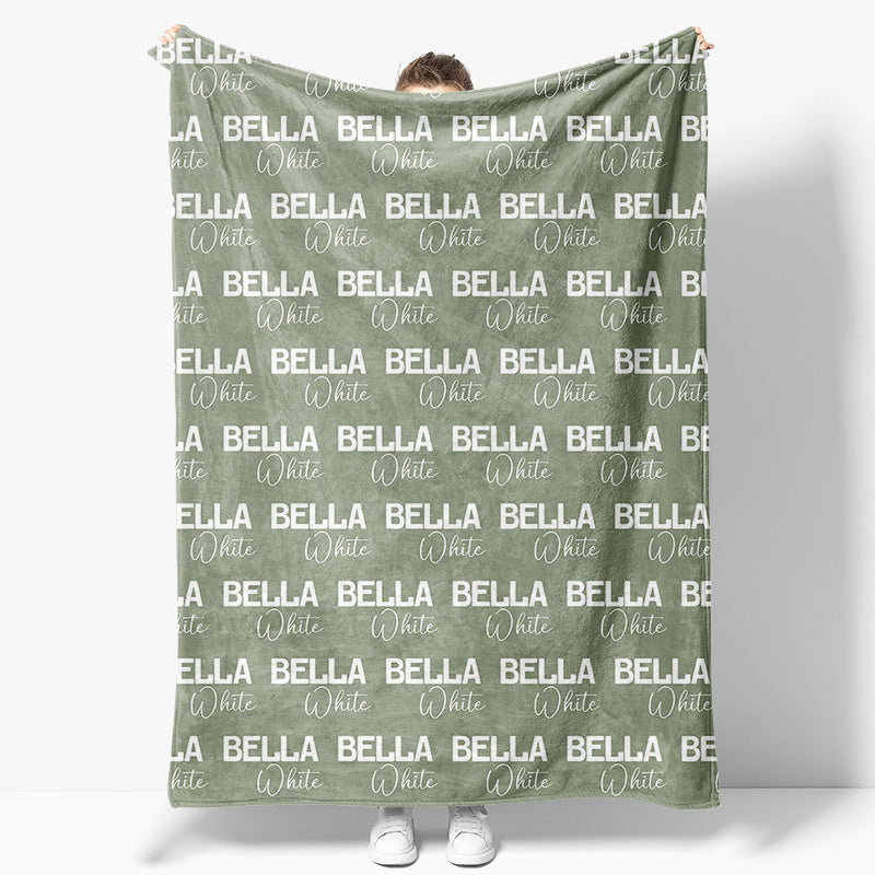 Aperturee - Aperturee Light Green Step And Repeat Custom Name Blanket