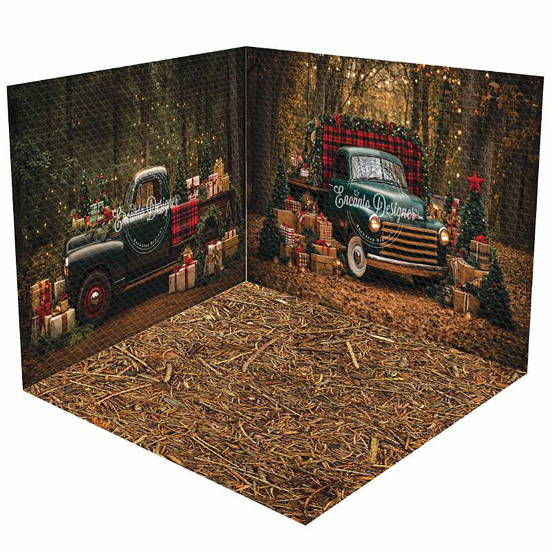 Aperturee - Aperturee Light Hayfield Christmas Car Gifts Room Set Backdrop