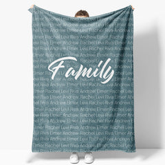 Aperturee - Aperturee Light Navy Custom Dense Repeated Family Name Blanket