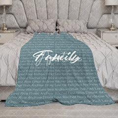 Aperturee - Aperturee Light Navy Custom Dense Repeated Family Name Blanket