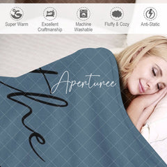 Aperturee - Aperturee Light Navy Personalized Family Names Font Blanket