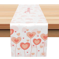 Aperturee - Aperturee Light Pink Heart Bubble Valentines Day Table Runner