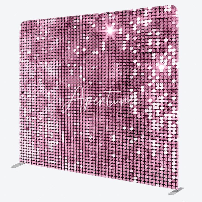 Aperturee - Aperturee Light Pink Sequins Glitter Party Pillow Case Backdrop