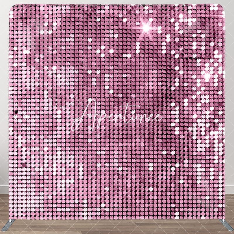 Aperturee - Aperturee Light Pink Sequins Glitter Party Pillow Case Backdrop