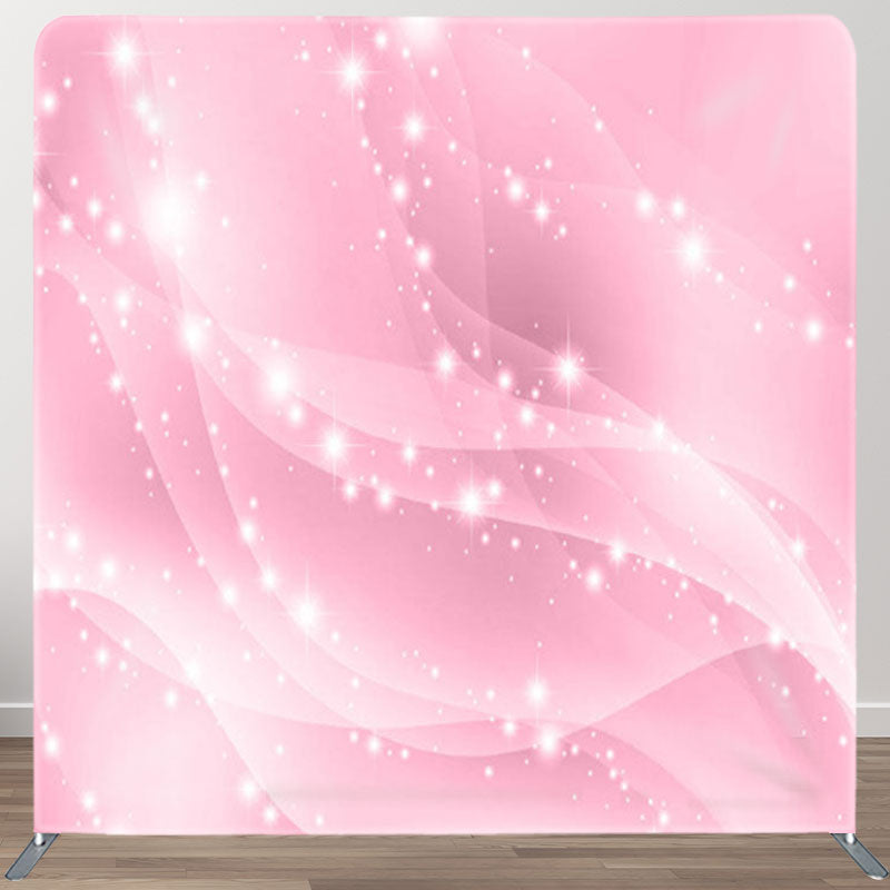 Aperturee - Aperturee Light Pink Silky Glitter Elements Backdrop For Party