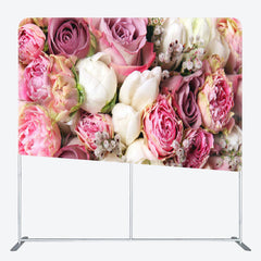 Aperturee - Aperturee Light Pink White Roses Valentines Day Party Backdrop