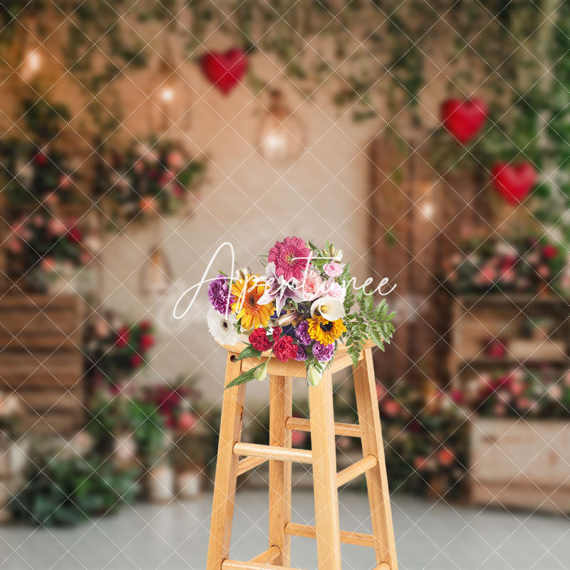 Aperturee - Aperturee Light Plant Floral Romantic Valentines Day Backdrop