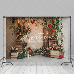 Aperturee - Aperturee Light Plant Floral Romantic Valentines Day Backdrop