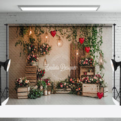 Aperturee - Aperturee Light Plant Floral Romantic Valentines Day Backdrop