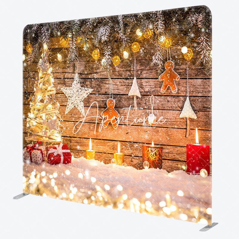 Aperturee - Aperturee Light Shiny Wooden Christmas Pillow Cover Backdrop