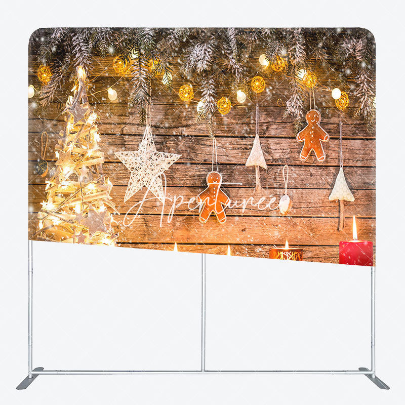 Aperturee - Aperturee Light Shiny Wooden Christmas Pillow Cover Backdrop