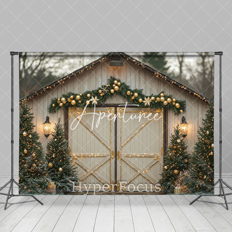 Aperturee - Aperturee Light Sparke Wooden Door Christmas Photo Backdrop