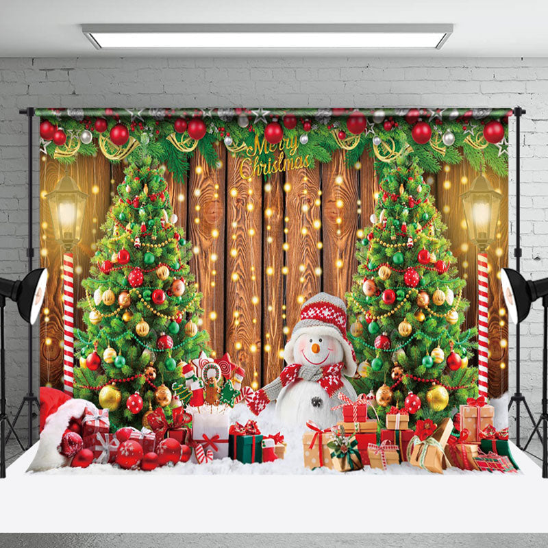 Aperturee - Aperturee Light Sparkle Tree Wood Festive Christmas Backdrop