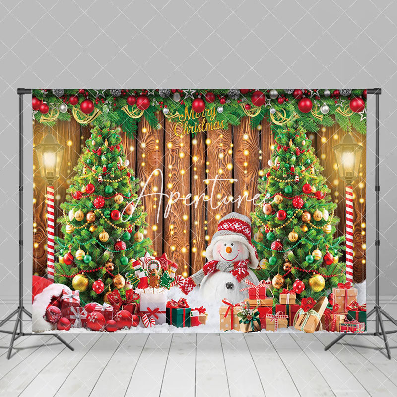 Aperturee - Aperturee Light Sparkle Tree Wood Festive Christmas Backdrop