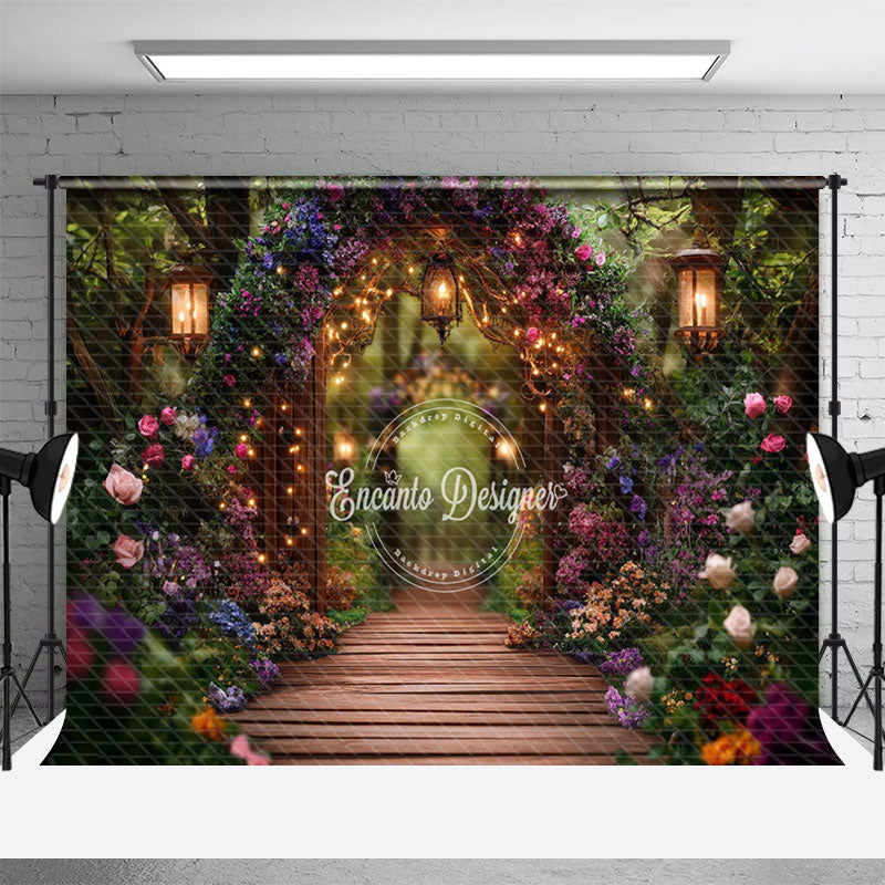 Aperturee - Aperturee Light Spring Colorful Floral Garden Wedding Backdrop