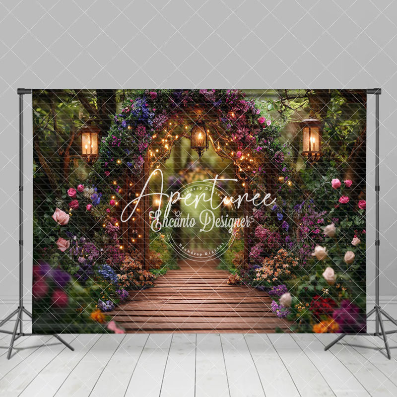 Aperturee - Aperturee Light Spring Colorful Floral Garden Wedding Backdrop