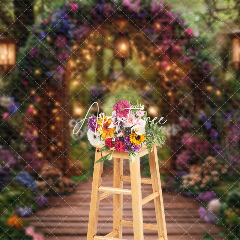 Aperturee - Aperturee Light Spring Colorful Floral Garden Wedding Backdrop