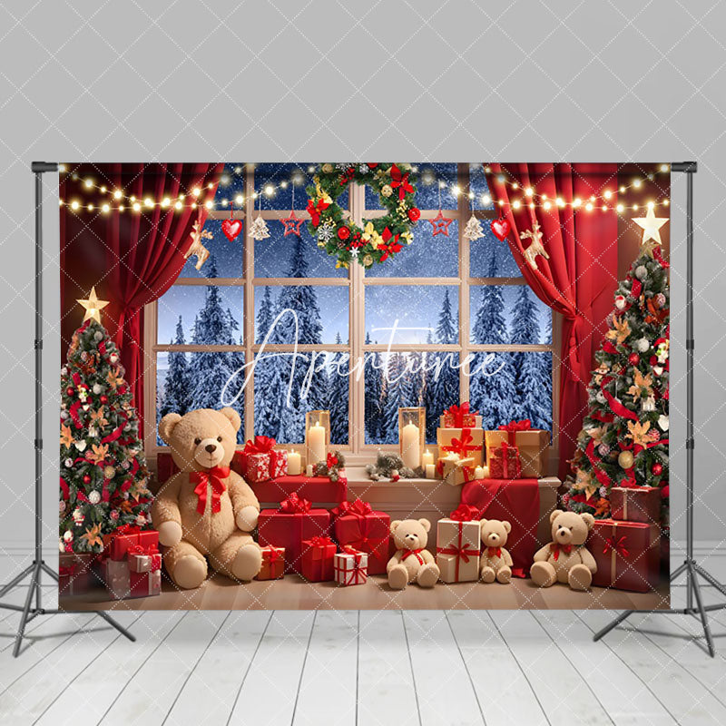 Aperturee - Aperturee Light Strip Bears Tree Gifts Christmas Vibe Backdrop