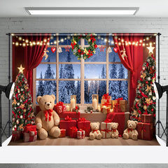 Aperturee - Aperturee Light Strip Bears Tree Gifts Christmas Vibe Backdrop