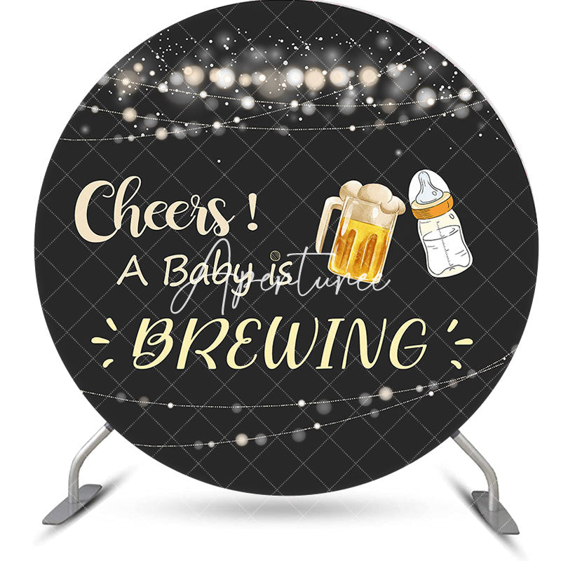 Aperturee - Aperturee Light Strip Cheers A Baby Is Brewing Round Backdrop