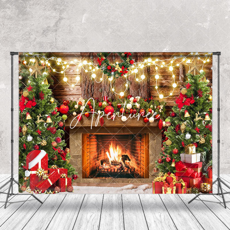 Aperturee - Aperturee Light Strip Retro Fireplace Christmas Vibe Backdrop