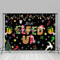 Aperturee - Aperturee Light Strip Snow Elfed Up Black Christmas Backdrop