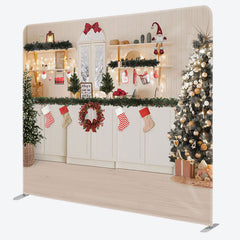 Aperturee - Aperturee Light Tree Christmas Kitchen Tension Fabric Backdrop