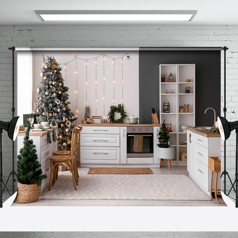 Aperturee - Aperturee Light Tree Cupboard Chair Christmas Kitchen Backdrop