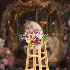 Aperturee - Aperturee Light Twinkling Floral Fairy Tale Carousel Backdrop