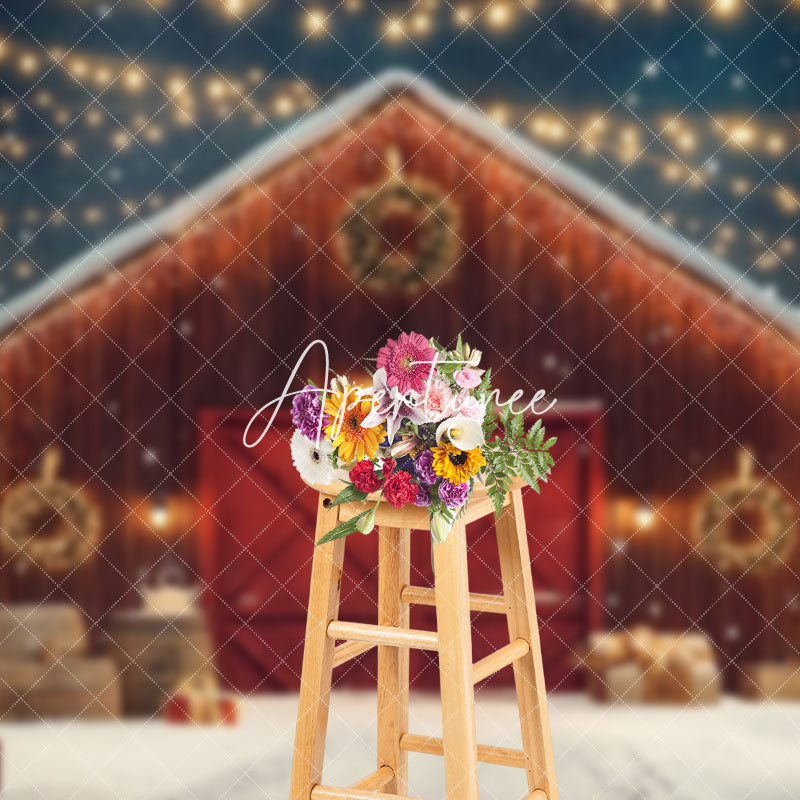 Aperturee - Aperturee Light Twinkling Night Barn Door Christmas Backdrop