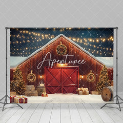 Aperturee - Aperturee Light Twinkling Night Barn Door Christmas Backdrop