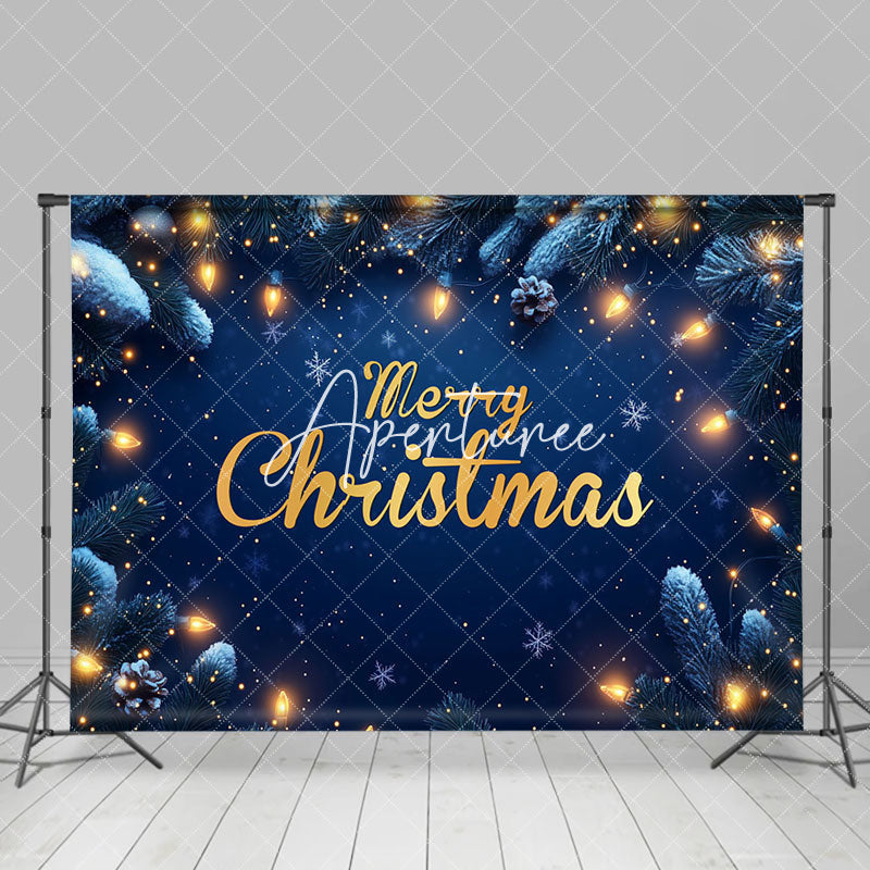 Aperturee - Aperturee Light Twinkling Snowy Night Merry Christmas Backdrop