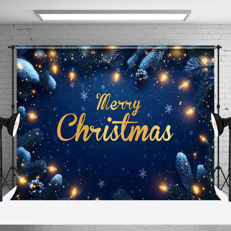 Aperturee - Aperturee Light Twinkling Snowy Night Merry Christmas Backdrop