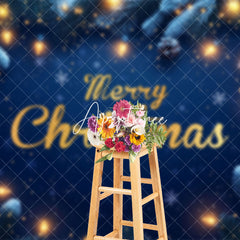 Aperturee - Aperturee Light Twinkling Snowy Night Merry Christmas Backdrop