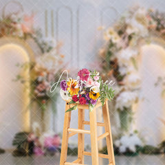 Aperturee - Aperturee Light White Arch Romantic Floral Wedding Backdrop