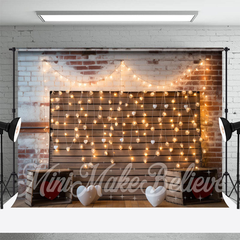 Aperturee - Aperturee Light Wood Heart Brick Wall Valentines Room Set