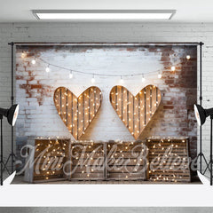 Aperturee - Aperturee Light Wood Heart Brick Wall Valentines Room Set