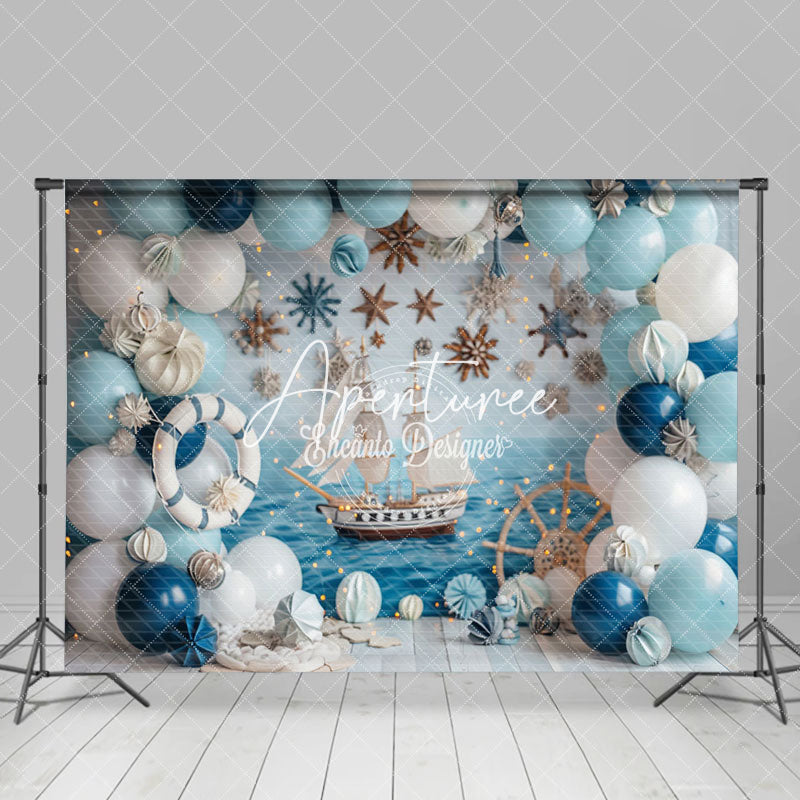 Aperturee - Aperturee Lighted Balloons Navigation Cake Smash Backdrop