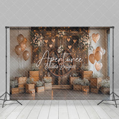 Aperturee - Aperturee Lighted Balloons Wood Rudder Valentines Day Backdrop