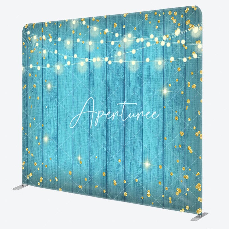 Aperturee - Aperturee Lighted Blue Wooden Dance Party Pillow Case Backdrop