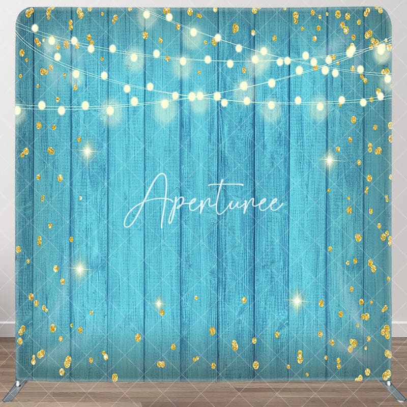 Aperturee - Aperturee Lighted Blue Wooden Dance Party Pillow Case Backdrop