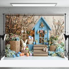 Aperturee - Aperturee Lighted Floral Rabbit Hutch Eggs Easter Backdrop