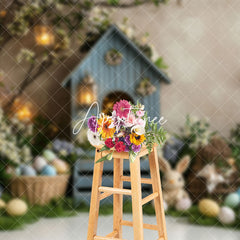 Aperturee - Aperturee Lighted Floral Vine Cabin Eggs Bunny Easter Backdrop