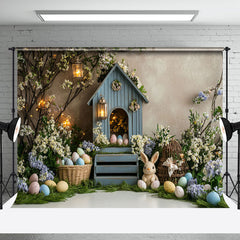 Aperturee - Aperturee Lighted Floral Vine Cabin Eggs Bunny Easter Backdrop