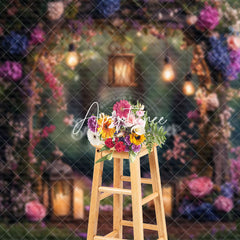 Aperturee - Aperturee Lighted Forest Floral Arch Wedding Photo Backdrop