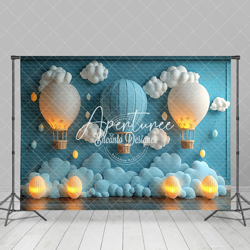 Aperturee - Aperturee Lighted Hot Air Balloon Cloud Cake Smash Backdrop