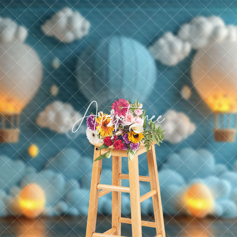 Aperturee - Aperturee Lighted Hot Air Balloon Cloud Cake Smash Backdrop