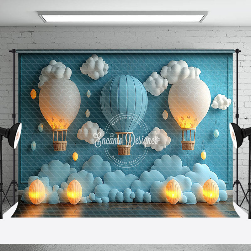 Aperturee - Aperturee Lighted Hot Air Balloon Cloud Cake Smash Backdrop