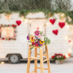 Aperturee - Aperturee Lighted Motor Home Greenery Valentines Day Backdrop