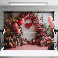 Aperturee - Aperturee Lighted Plant Floral Romantic Valentines Day Backdrop